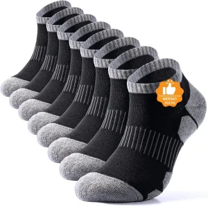 4 Pairs Merino Wool Ankle Running Hiking Socks Compression Support Breathable Thick Cushion No Show Socks for Men