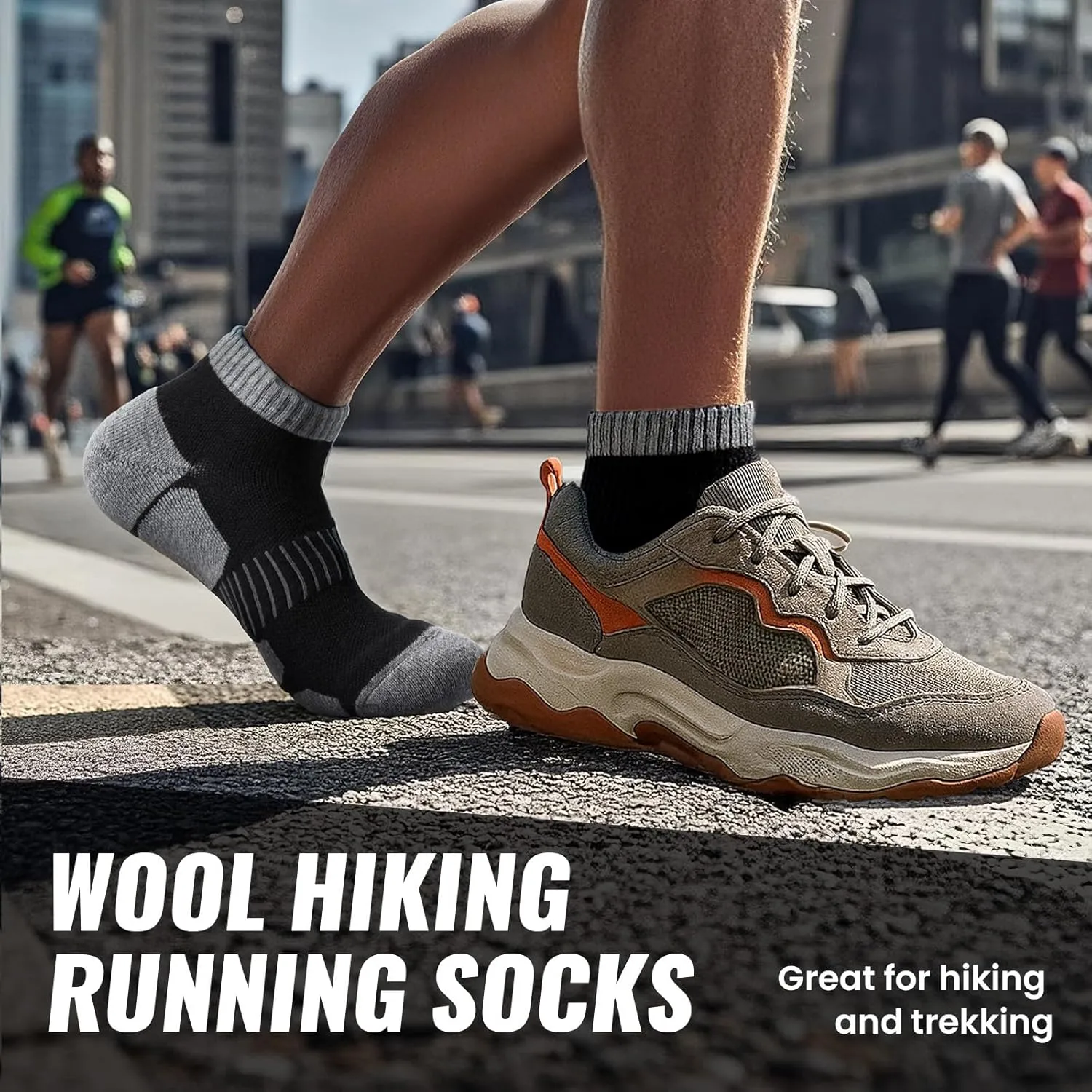 4 Pairs Merino Wool Ankle Running Hiking Socks Compression Support Breathable Thick Cushion No Show Socks for Men