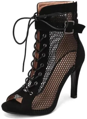 Agodor Women's Peep Toe Stiletto High Heels Lace Wedding Shoes Square Toe Ankle Strap Platform Sandals