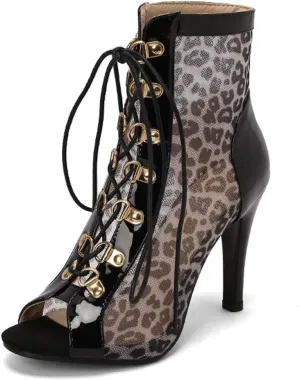 Agodor Women's Peep Toe Stiletto High Heels Lace Wedding Shoes Square Toe Ankle Strap Platform Sandals