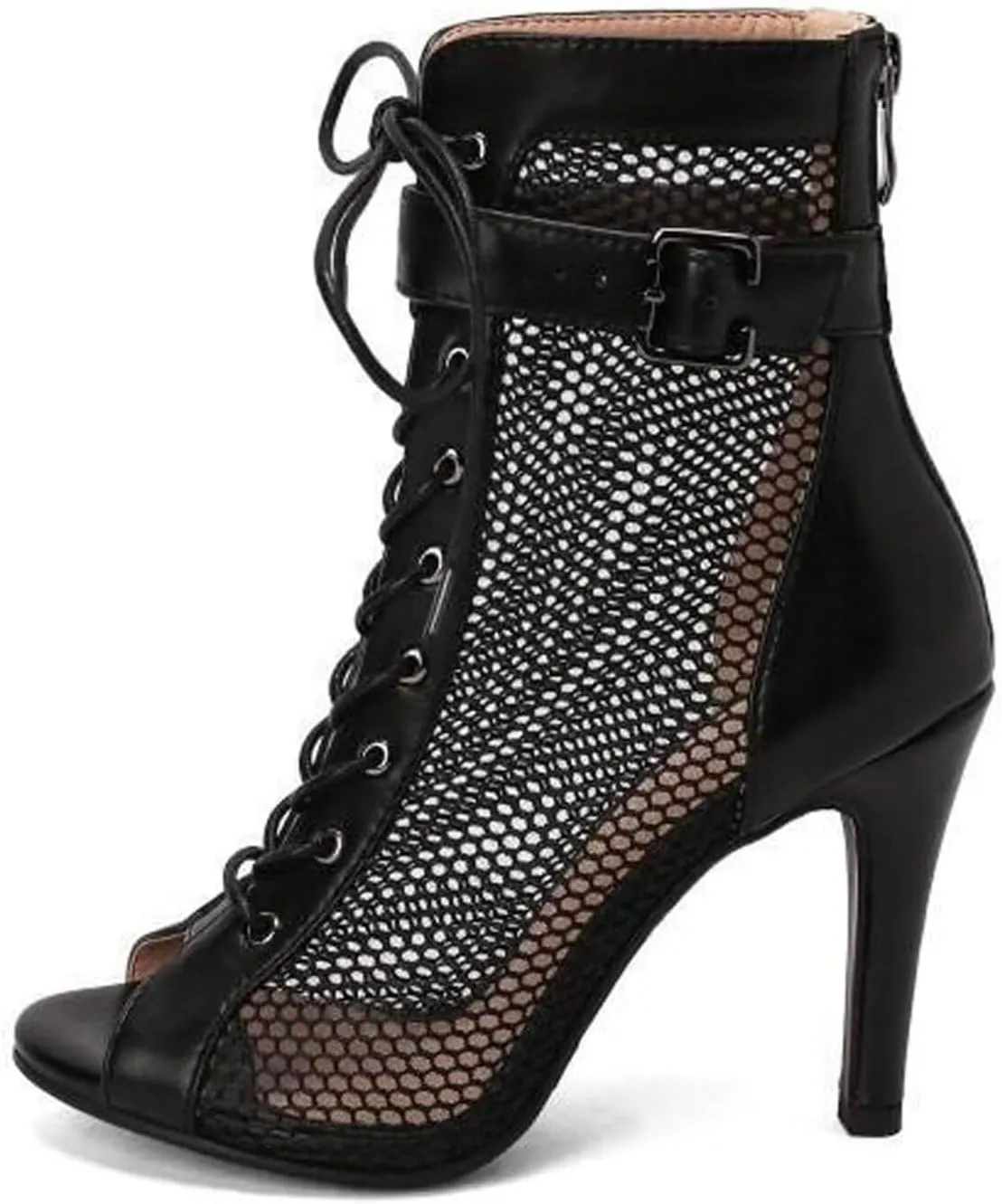 Agodor Women's Peep Toe Stiletto High Heels Lace Wedding Shoes Square Toe Ankle Strap Platform Sandals