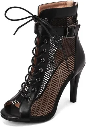 Agodor Women's Peep Toe Stiletto High Heels Lace Wedding Shoes Square Toe Ankle Strap Platform Sandals