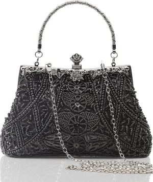 BABEYOND Evening Clutch Purses for Women - Vintage Evening Bag Accessories for Women Gatsby 1920s Beaded Sequin Pearl Clutch