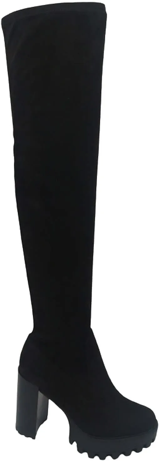BAMBOO Women's Over The Knee Boot Chunky Heel Platform Boot