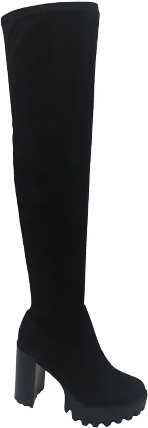 BAMBOO Women's Over The Knee Boot Chunky Heel Platform Boot