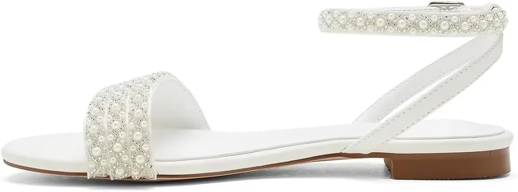 Beach Wedding Shoes for Bride Flat Bridal Sandals for Women