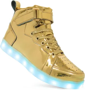 Big Kids Adult Light Up Trainers Luminous Sneakers Boys Girls USB Charging Led High Top Flashing Shoes Xmas
