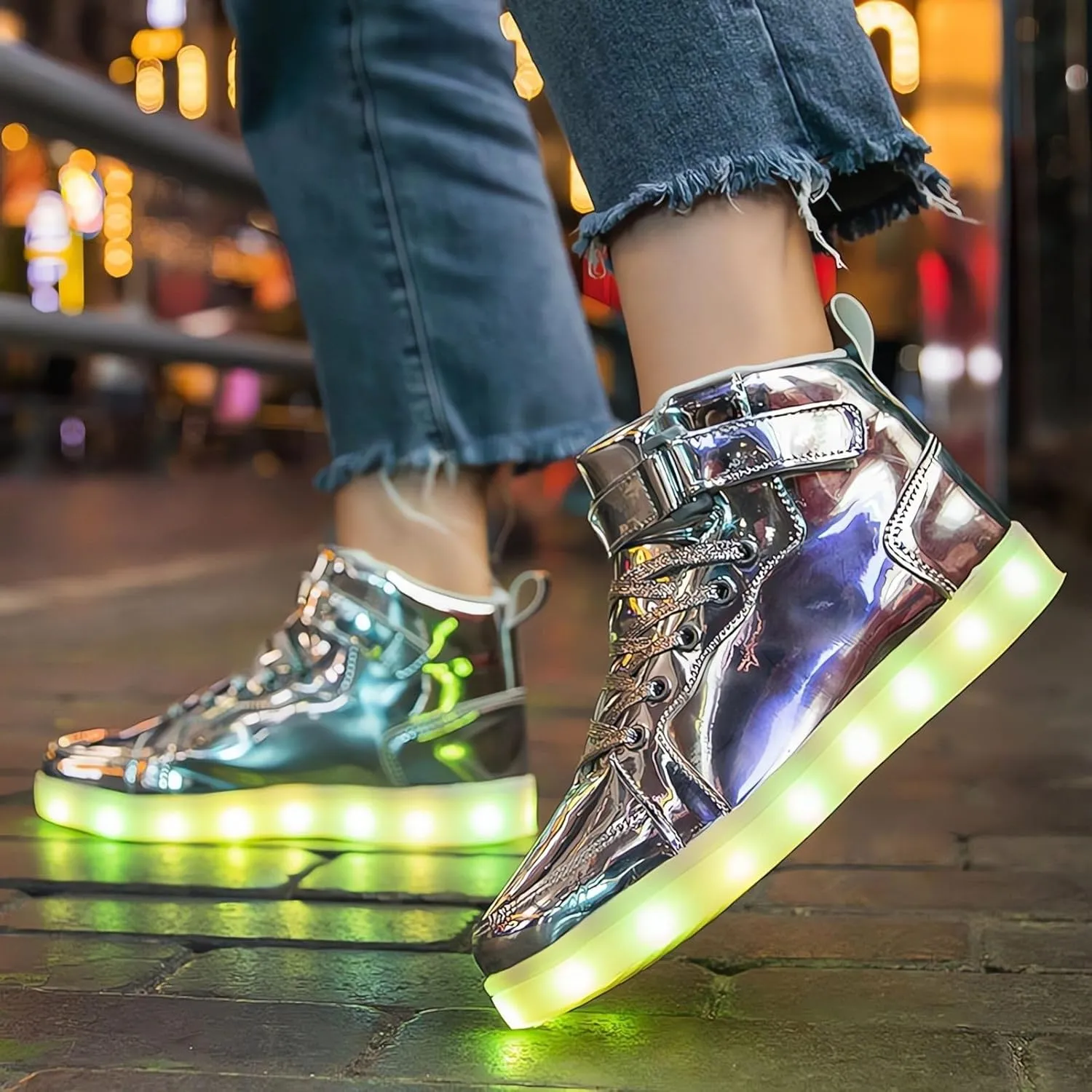 Big Kids Adult Light Up Trainers Luminous Sneakers Boys Girls USB Charging Led High Top Flashing Shoes Xmas