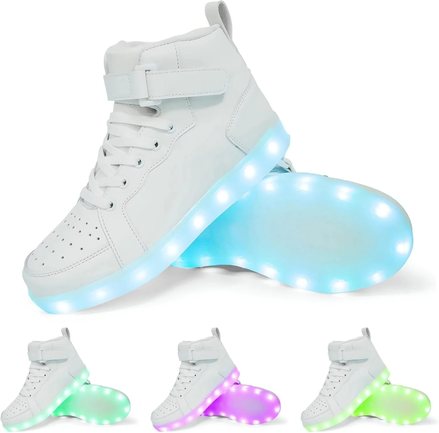 Big Kids Adult Light Up Trainers Luminous Sneakers Boys Girls USB Charging Led High Top Flashing Shoes Xmas