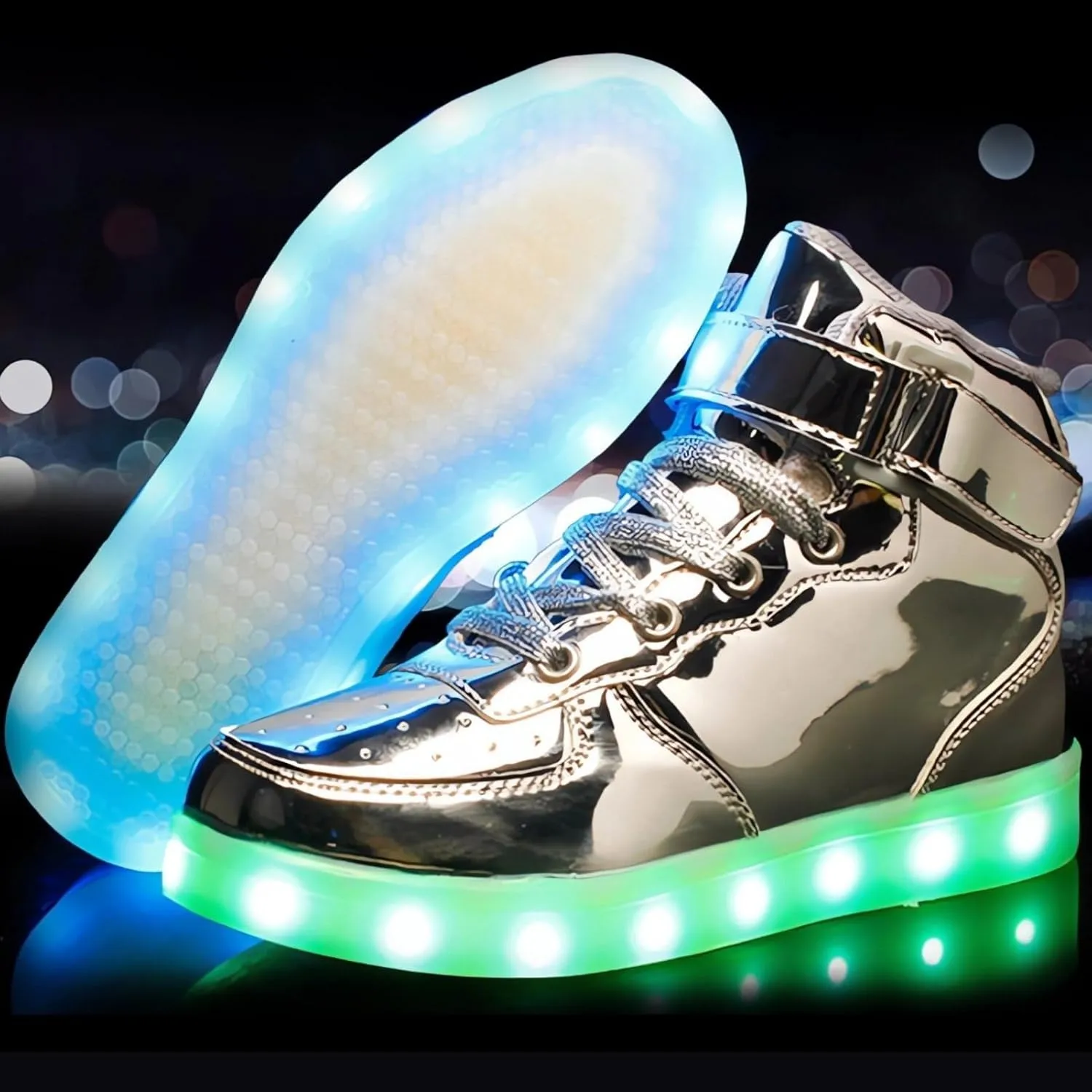 Big Kids Adult Light Up Trainers Luminous Sneakers Boys Girls USB Charging Led High Top Flashing Shoes Xmas