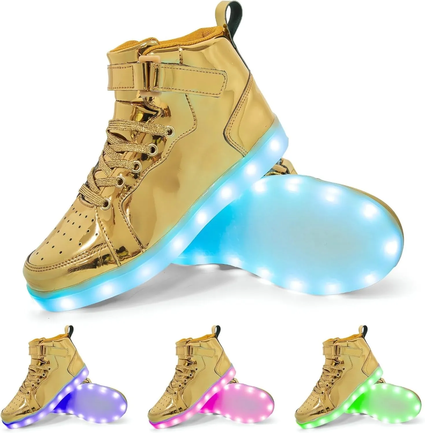 Big Kids Adult Light Up Trainers Luminous Sneakers Boys Girls USB Charging Led High Top Flashing Shoes Xmas