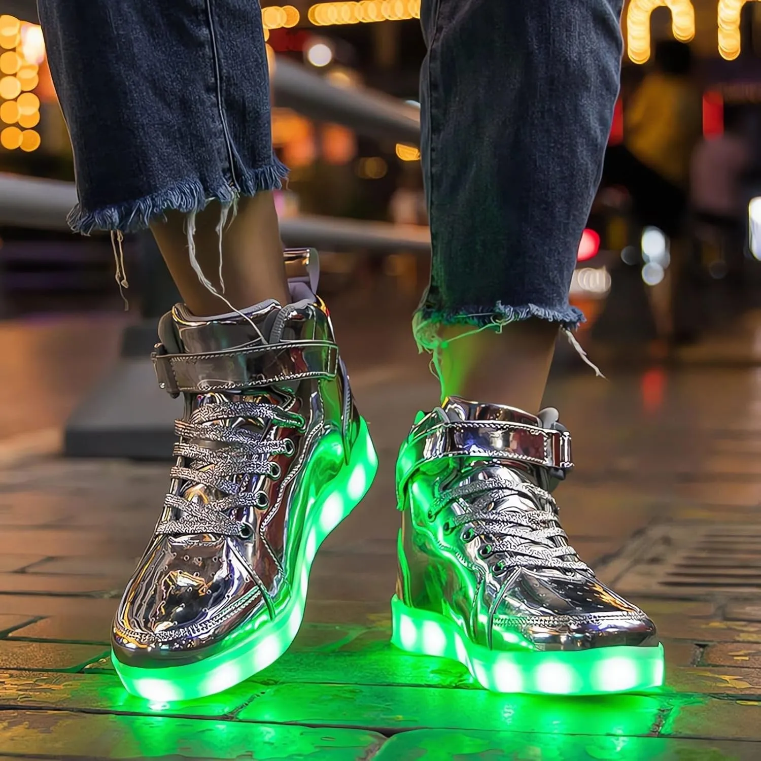 Big Kids Adult Light Up Trainers Luminous Sneakers Boys Girls USB Charging Led High Top Flashing Shoes Xmas