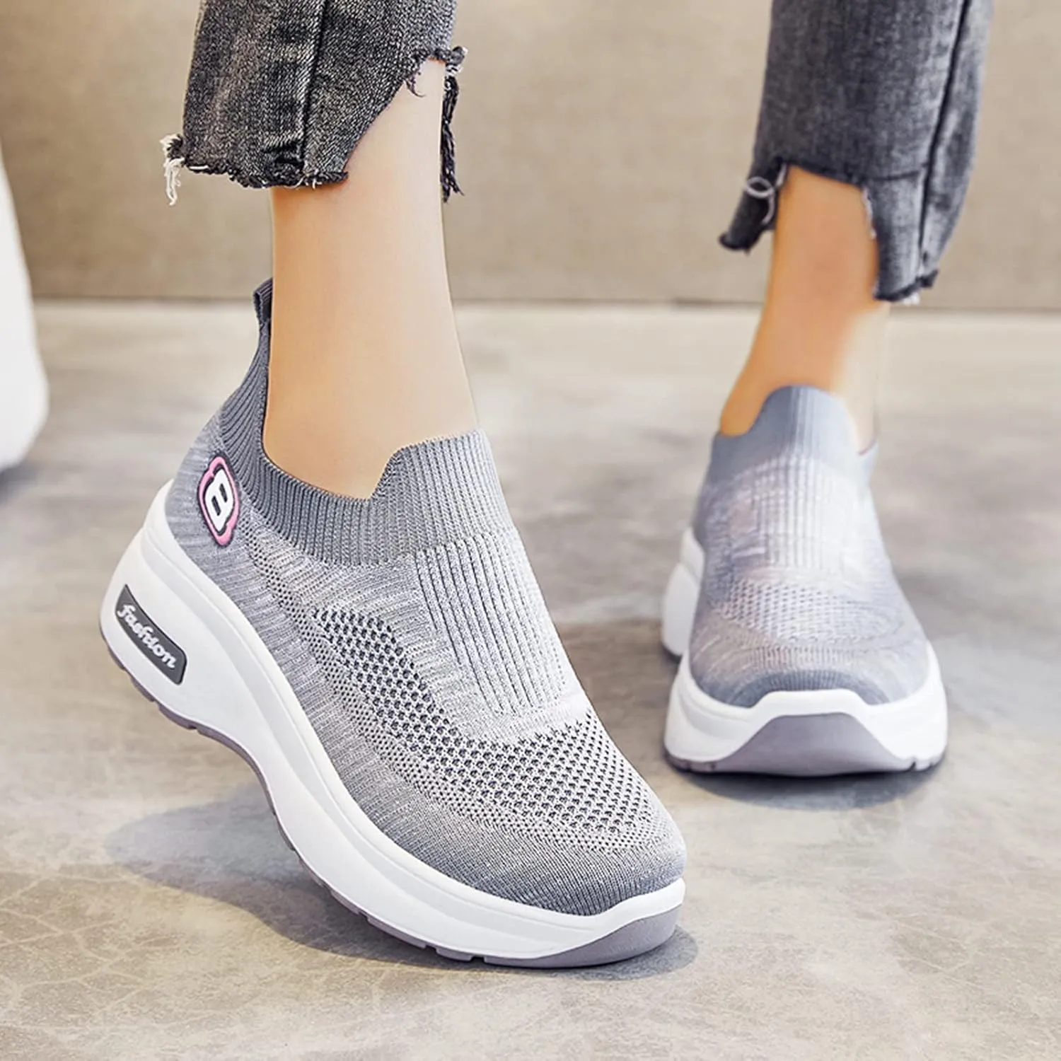 Breathable Women Shoes Leisure Trainer Shoes Running Fitness Sport Casual Wedge Outdoor Women's Things Take Vacation
