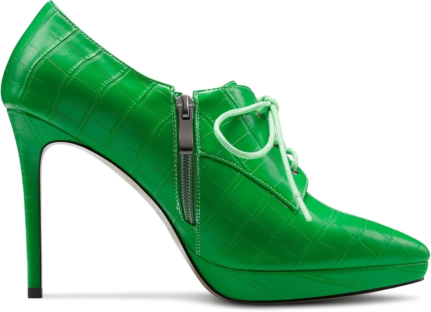 DearOnly Womens Stiletto High Platform Heel Pointed Toe Ankle Boots Short Bootie Lace-up Office Dress 3.9 Inches Heels