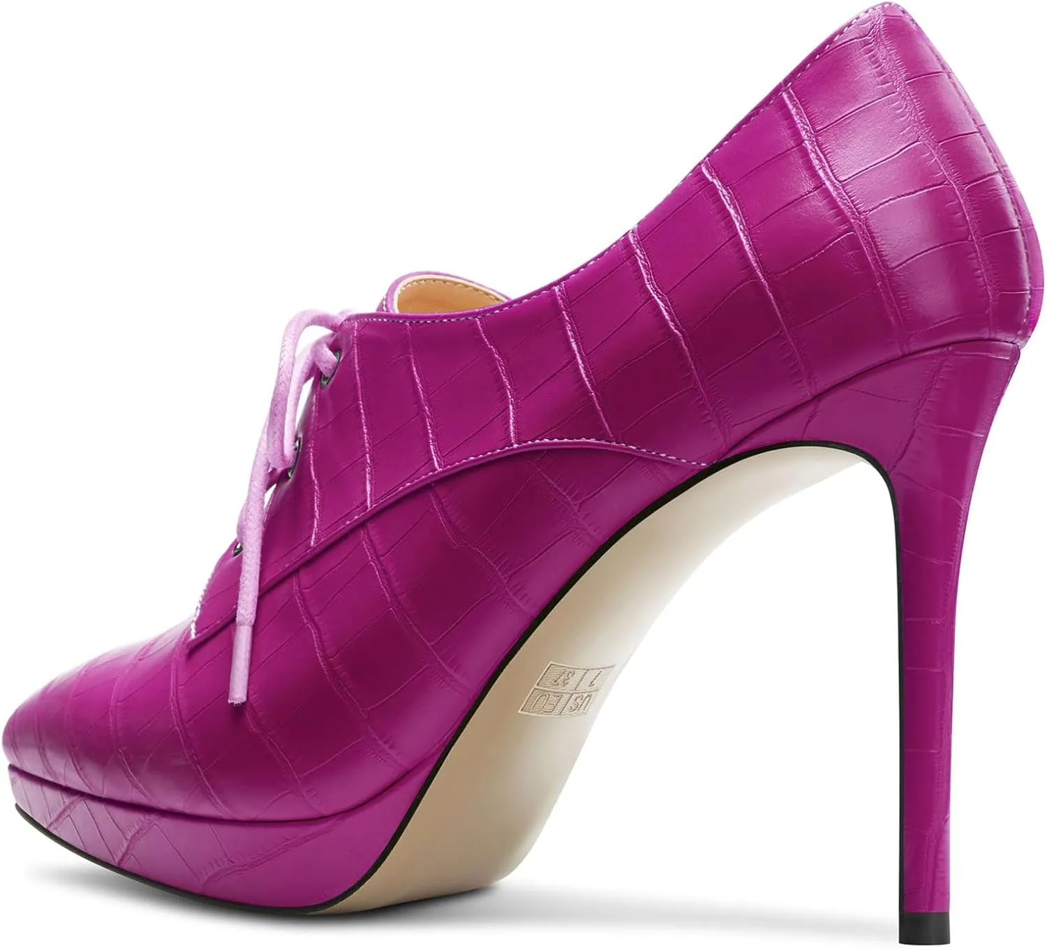 DearOnly Womens Stiletto High Platform Heel Pointed Toe Ankle Boots Short Bootie Lace-up Office Dress 3.9 Inches Heels