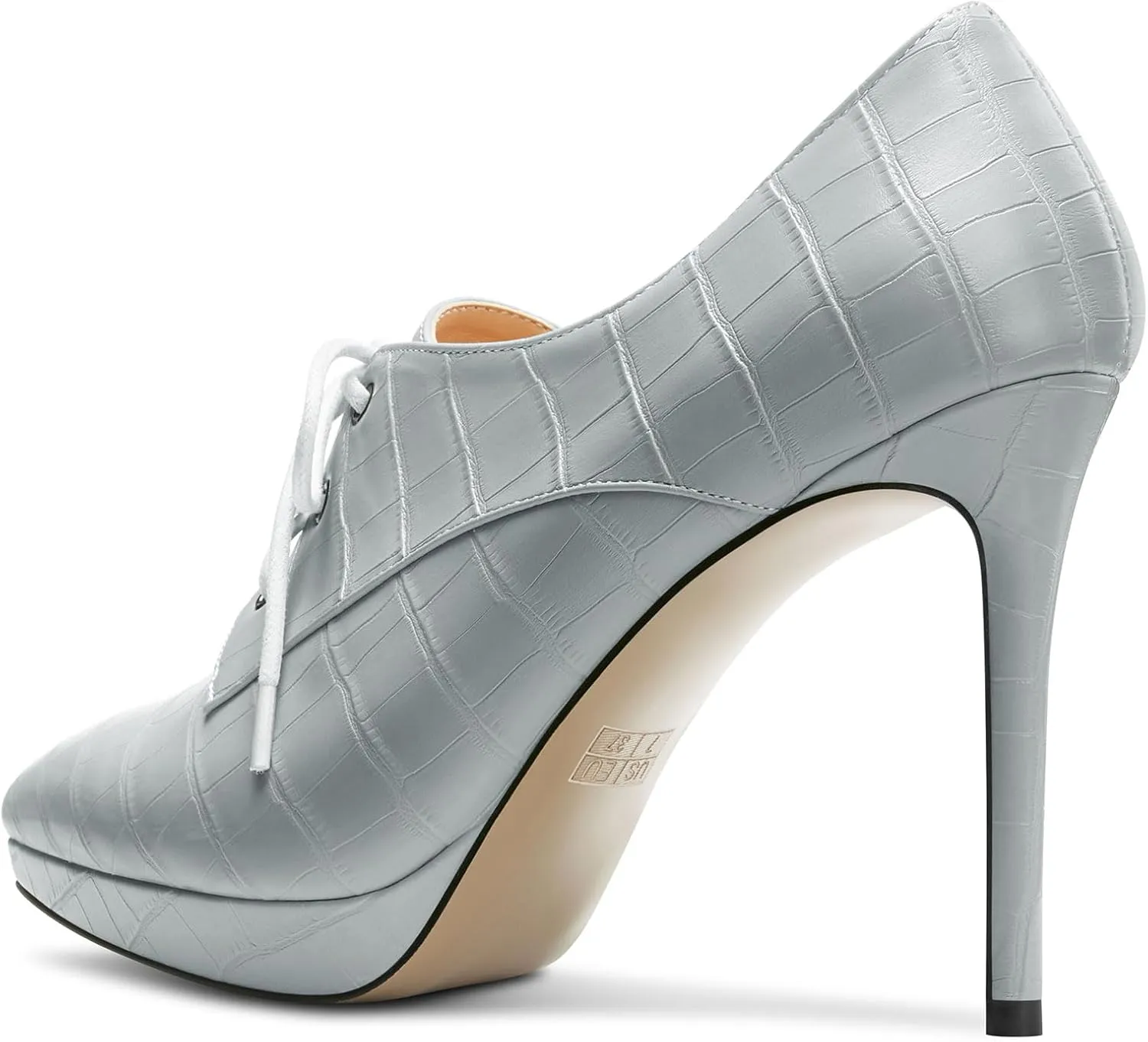 DearOnly Womens Stiletto High Platform Heel Pointed Toe Ankle Boots Short Bootie Lace-up Office Dress 3.9 Inches Heels