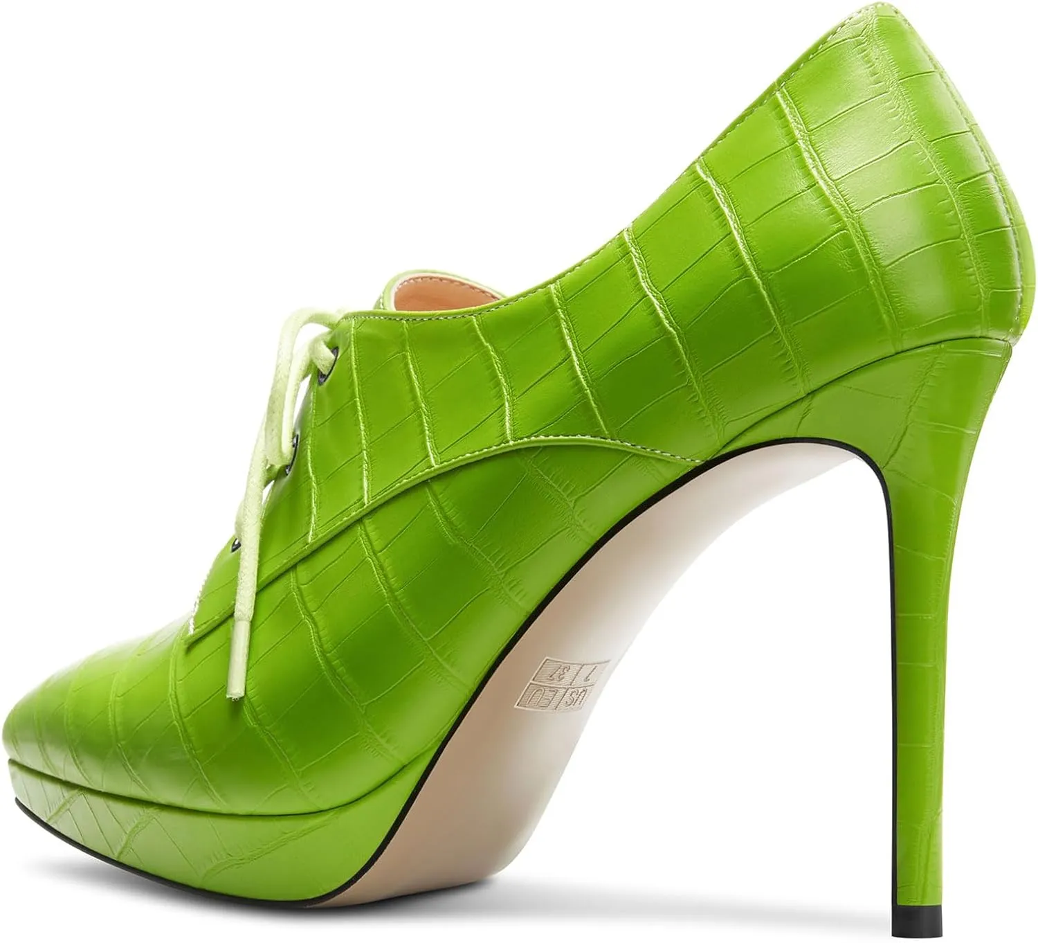 DearOnly Womens Stiletto High Platform Heel Pointed Toe Ankle Boots Short Bootie Lace-up Office Dress 3.9 Inches Heels