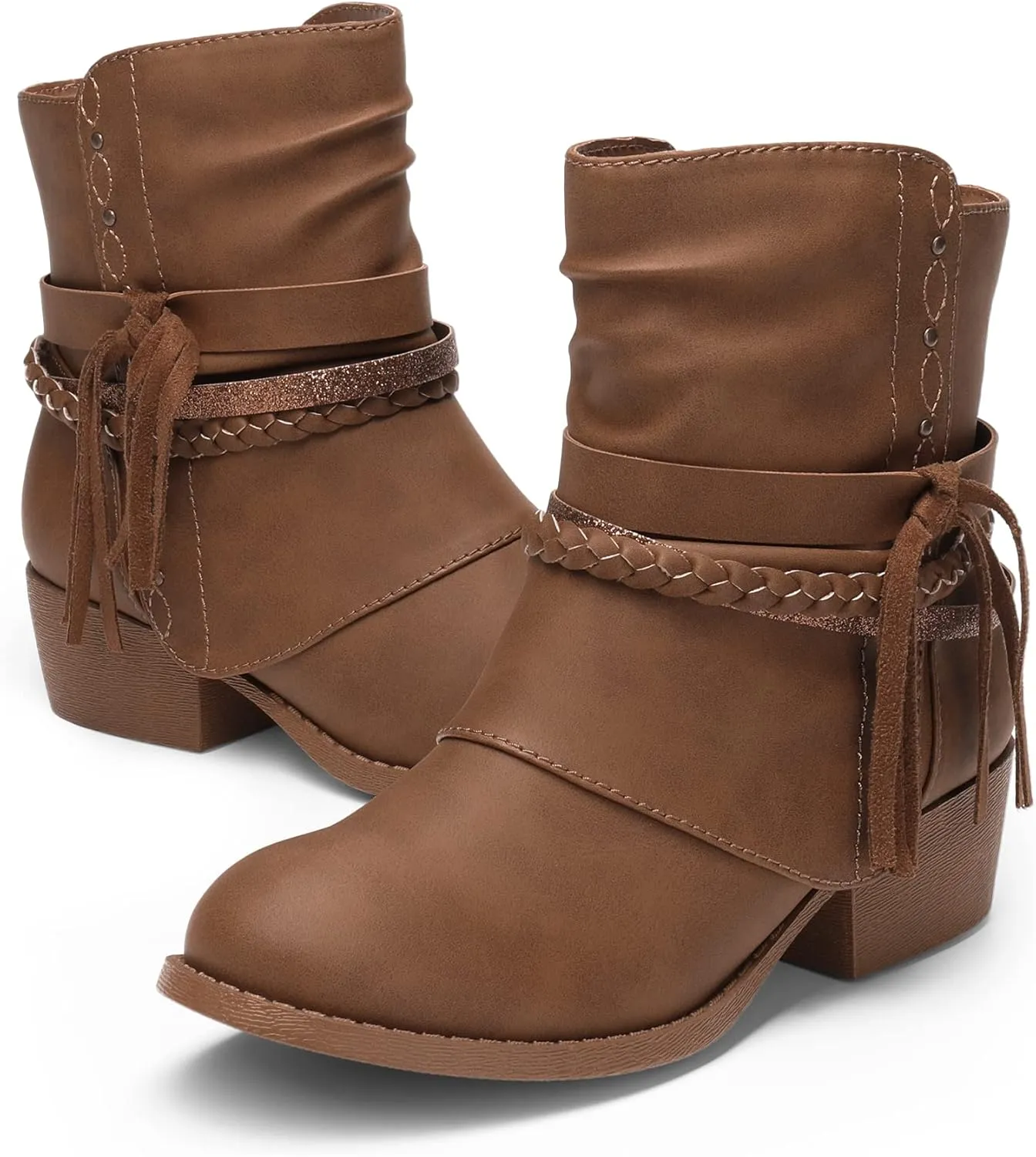 DREAM PAIRS Girls Ankle Boots Side Zipper Low Heels Boots Little Kid/Big Kid