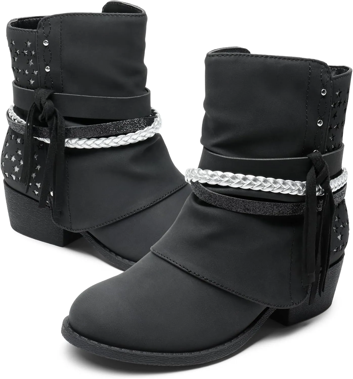DREAM PAIRS Girls Ankle Boots Side Zipper Low Heels Boots Little Kid/Big Kid