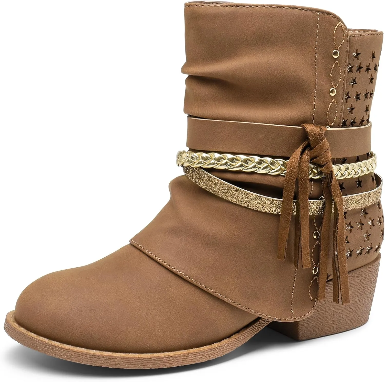 DREAM PAIRS Girls Ankle Boots Side Zipper Low Heels Boots Little Kid/Big Kid