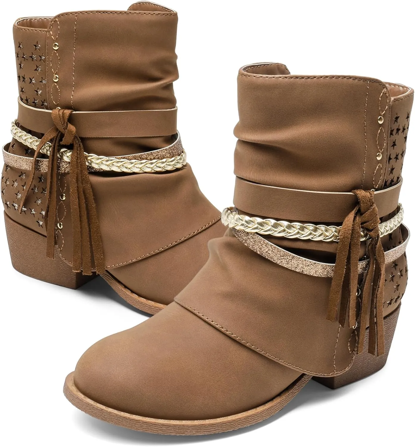 DREAM PAIRS Girls Ankle Boots Side Zipper Low Heels Boots Little Kid/Big Kid