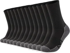 eAllco Men's Crew Socks - Running & Work Boot Socks, Moisture Wicking, Thick Cushion, 6 Pairs