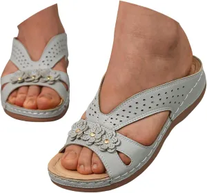 Eduavar Womens Sandals Summer Fashion Orthotic Slides Ladies Lightweight Athletic Yoga Mat Slip On Thick Cushion Slippers