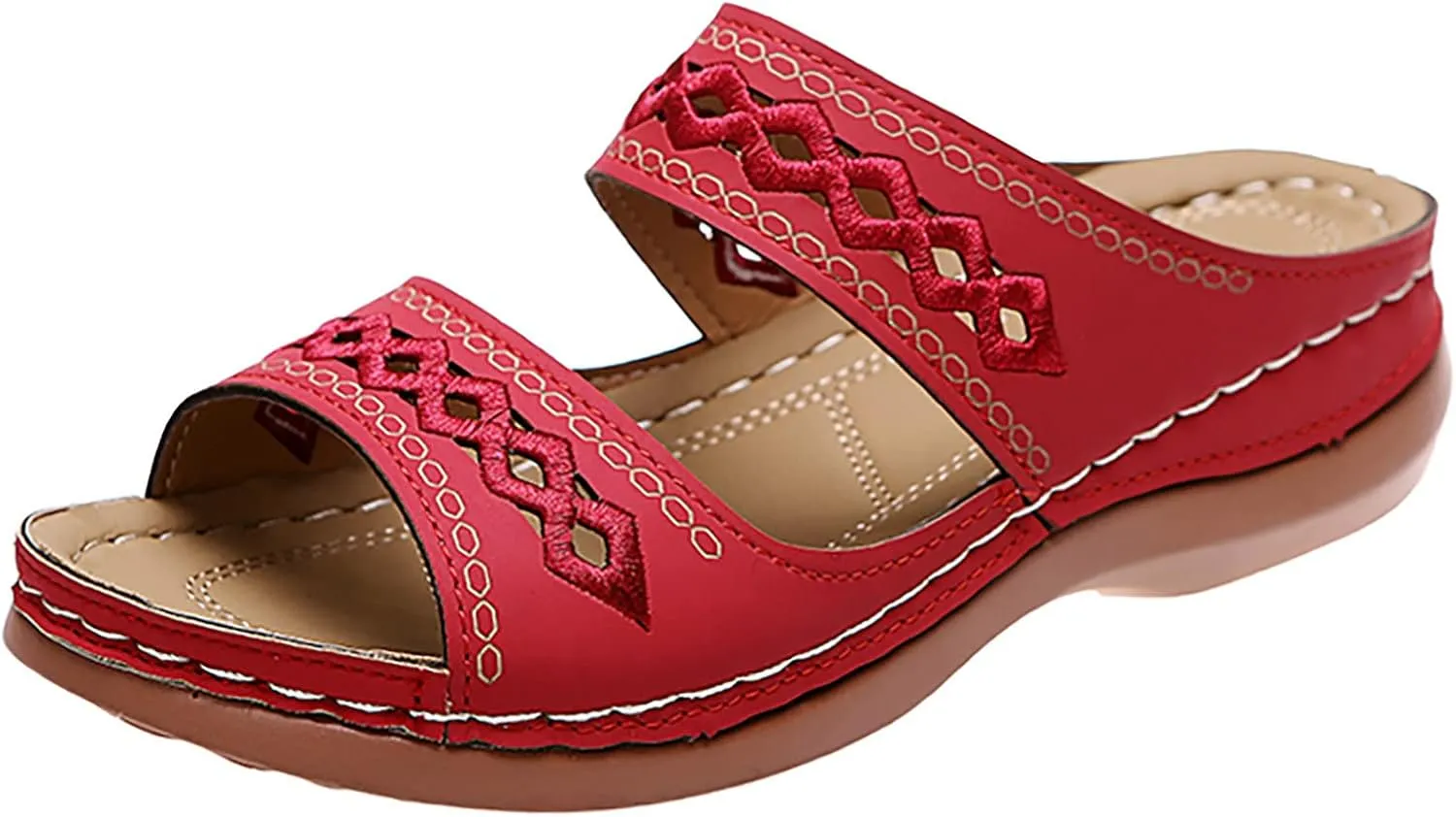 Eduavar Womens Sandals Summer Fashion Orthotic Slip On Comfortable Athletic Yoga Mat Thick Cushion Slides Dressy Beach Shoes