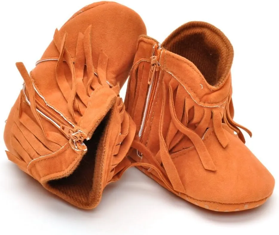 ESTAMICO Baby Girls' Cowboy Tassel Boots
