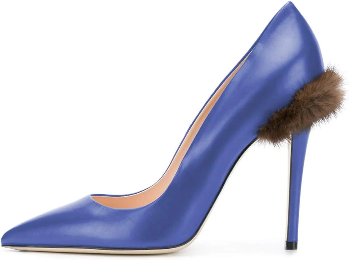 FSJ Women Formal Stiletto High Heels Pumps Pointed Toe Velvet Slide Office Wedding Lady Party Dress Shoes Size 4-15 US