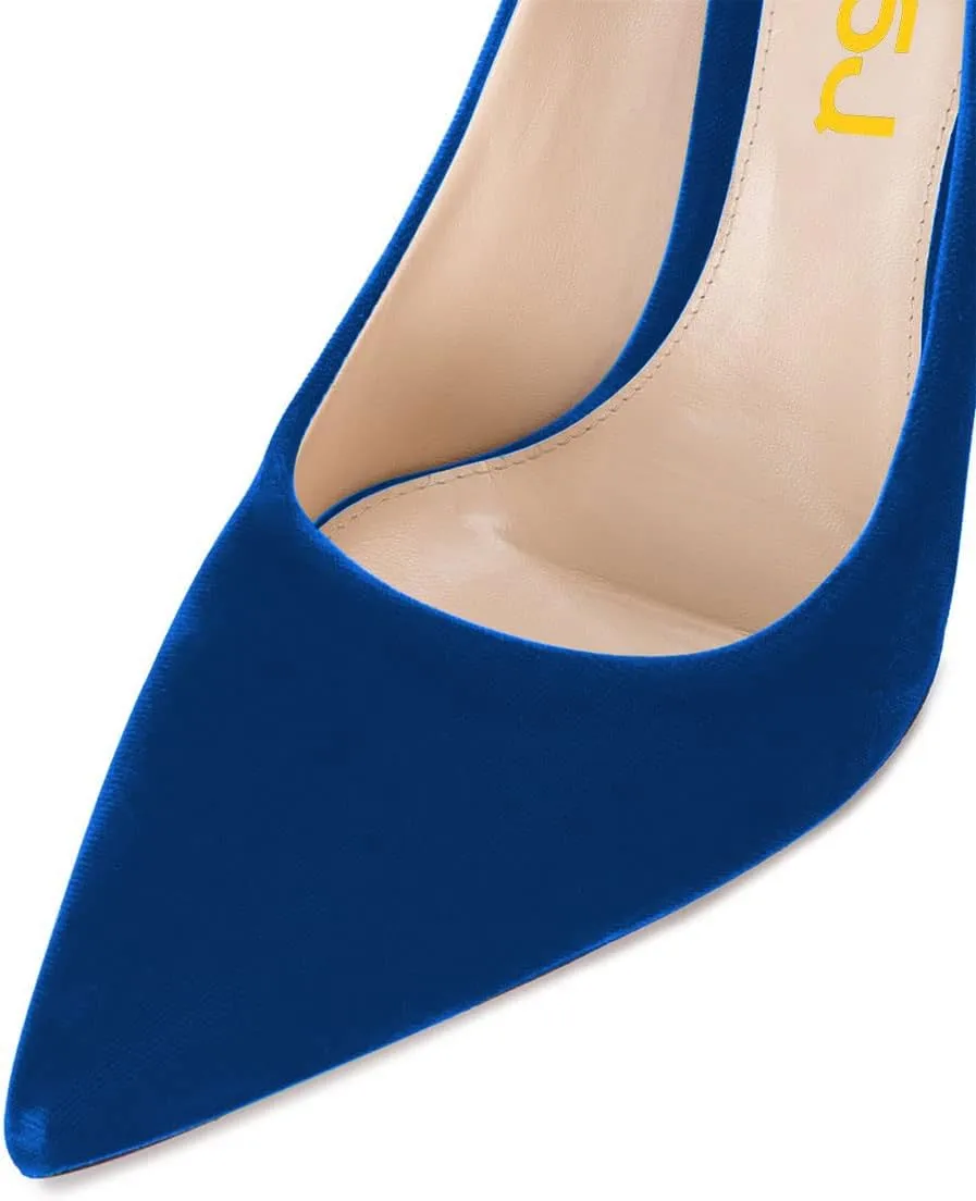 FSJ Women Formal Stiletto High Heels Pumps Pointed Toe Velvet Slide Office Wedding Lady Party Dress Shoes Size 4-15 US
