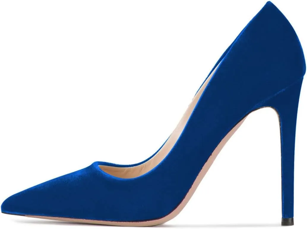 FSJ Women Formal Stiletto High Heels Pumps Pointed Toe Velvet Slide Office Wedding Lady Party Dress Shoes Size 4-15 US