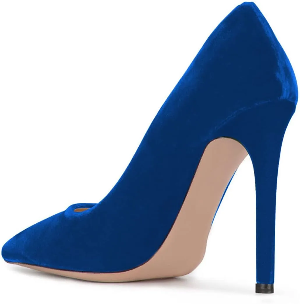 FSJ Women Formal Stiletto High Heels Pumps Pointed Toe Velvet Slide Office Wedding Lady Party Dress Shoes Size 4-15 US