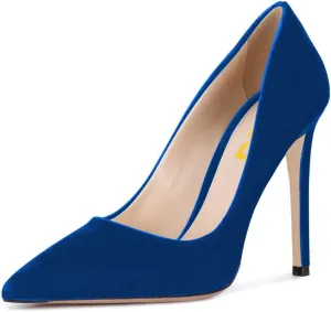 FSJ Women Formal Stiletto High Heels Pumps Pointed Toe Velvet Slide Office Wedding Lady Party Dress Shoes Size 4-15 US