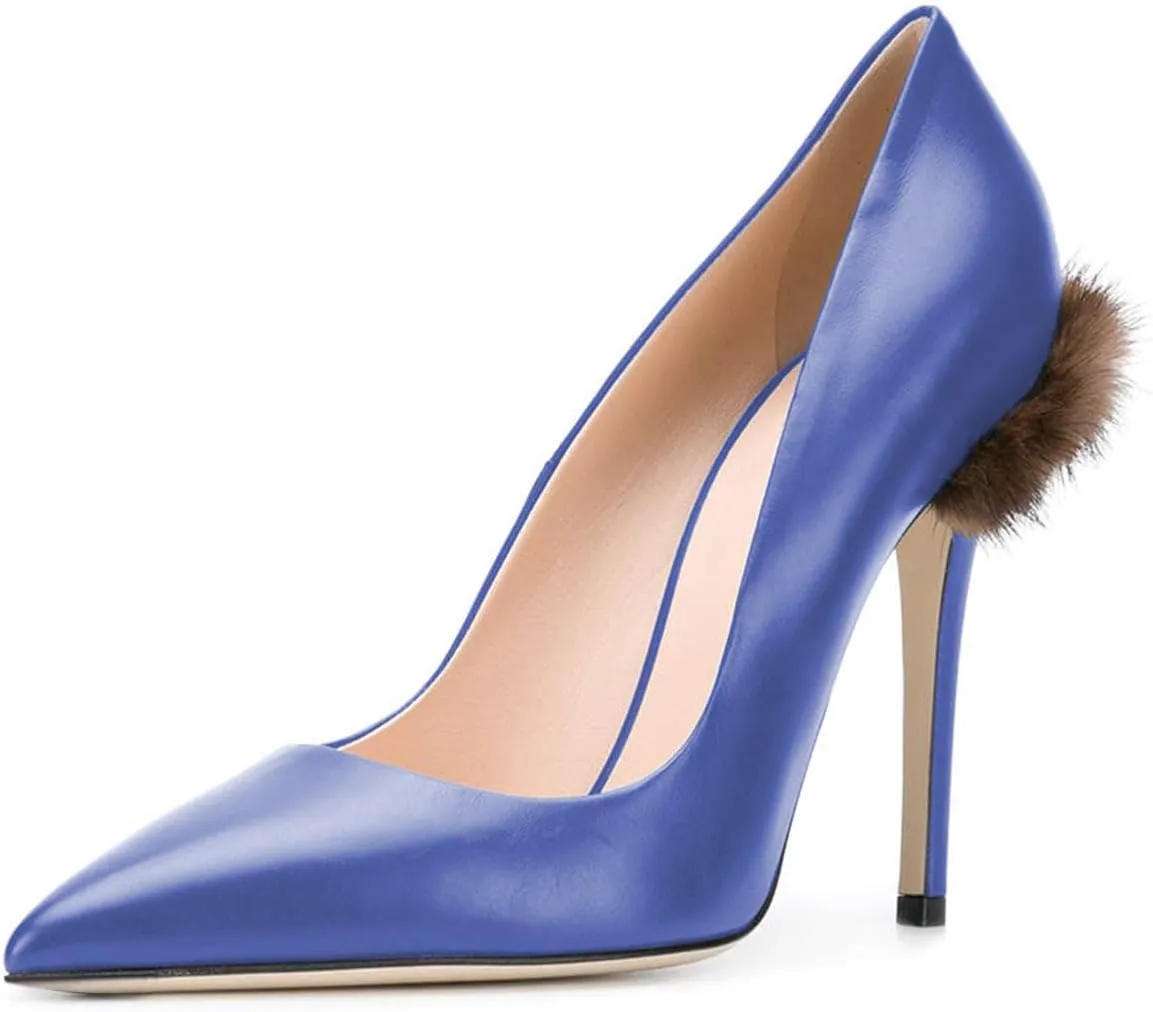 FSJ Women Formal Stiletto High Heels Pumps Pointed Toe Velvet Slide Office Wedding Lady Party Dress Shoes Size 4-15 US