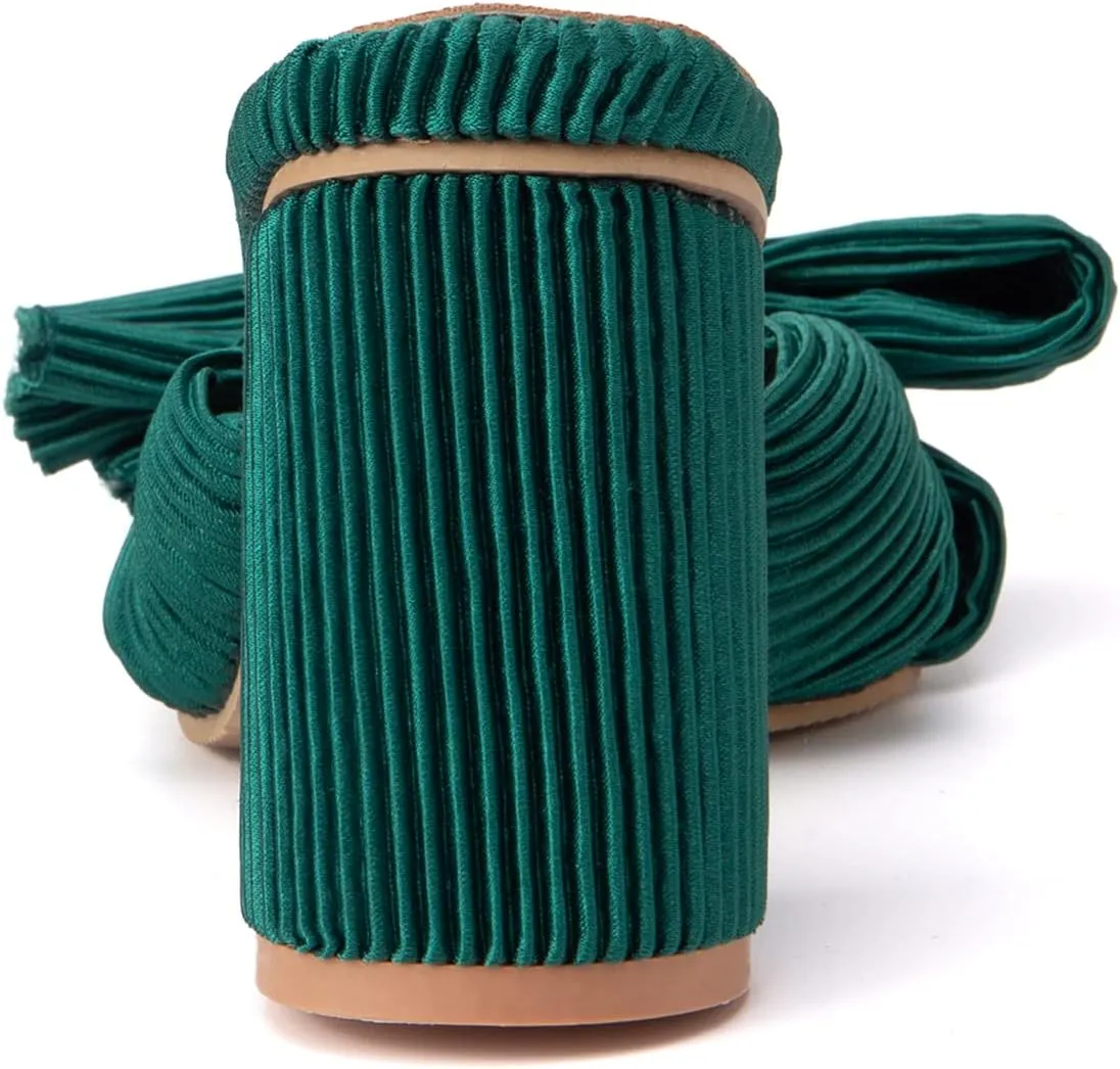 Gicoiz Pleated Bow Sandals Women Peep Toe Wedding Shoes