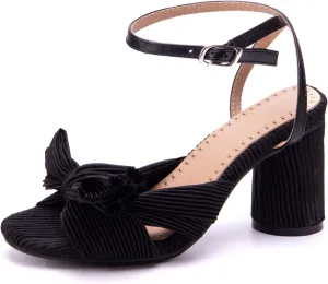 Gicoiz Pleated Bow Sandals Women Peep Toe Wedding Shoes