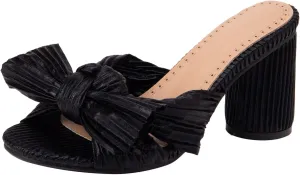 Gicoiz Pleated Bow Sandals Women Peep Toe Wedding Shoes