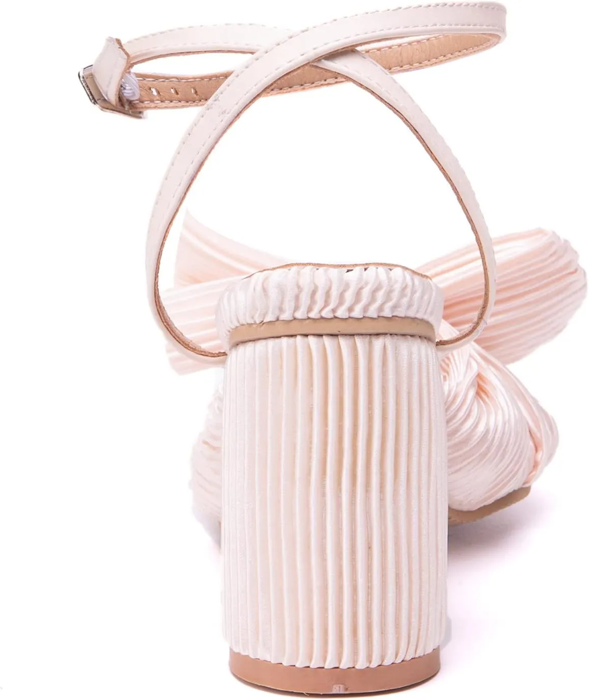 Gicoiz Pleated Bow Sandals Women Peep Toe Wedding Shoes
