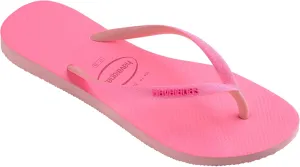 Havaianas Kids Slim Glitter Neon Flip Flops - Colorful Sandals with Glitter Strap - Macaron Pink, 10C little kid