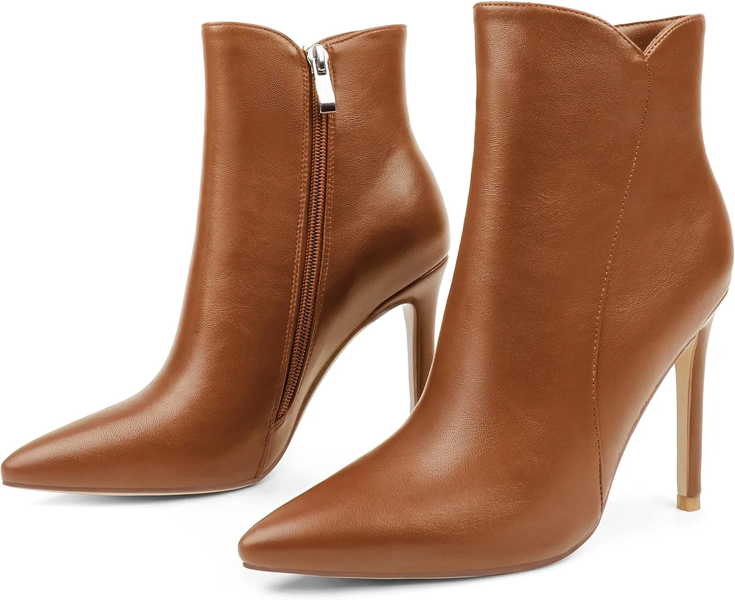 JOY IN LOVE Women's Ankle Boots 4 inch Stiletto High Heels Pointed Toe Zipper Boots