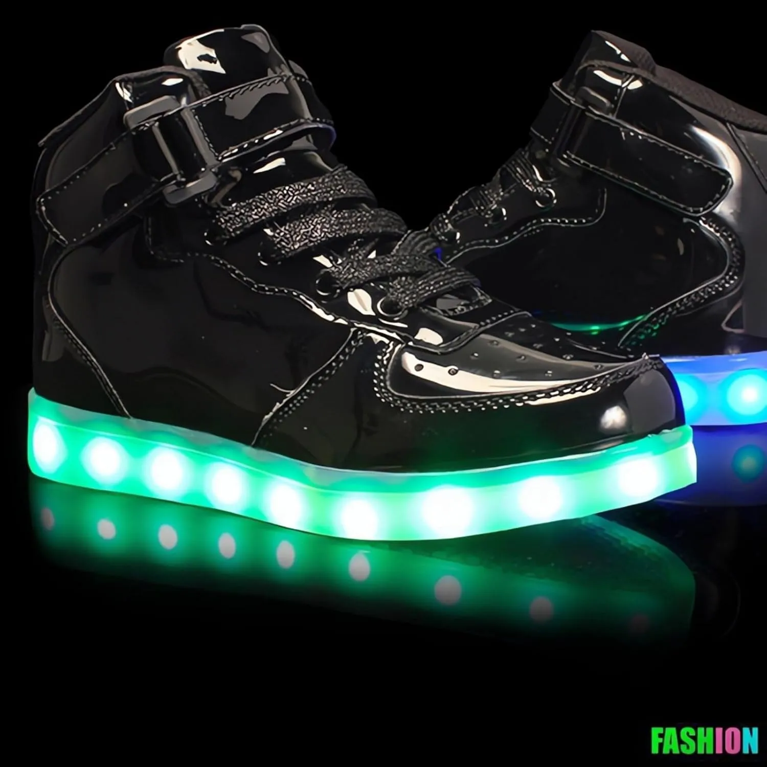 Kids Light Up Trainers Luminous Sneakers Boys Girls USB Charging Led High Top Flashing Shoes Xmas