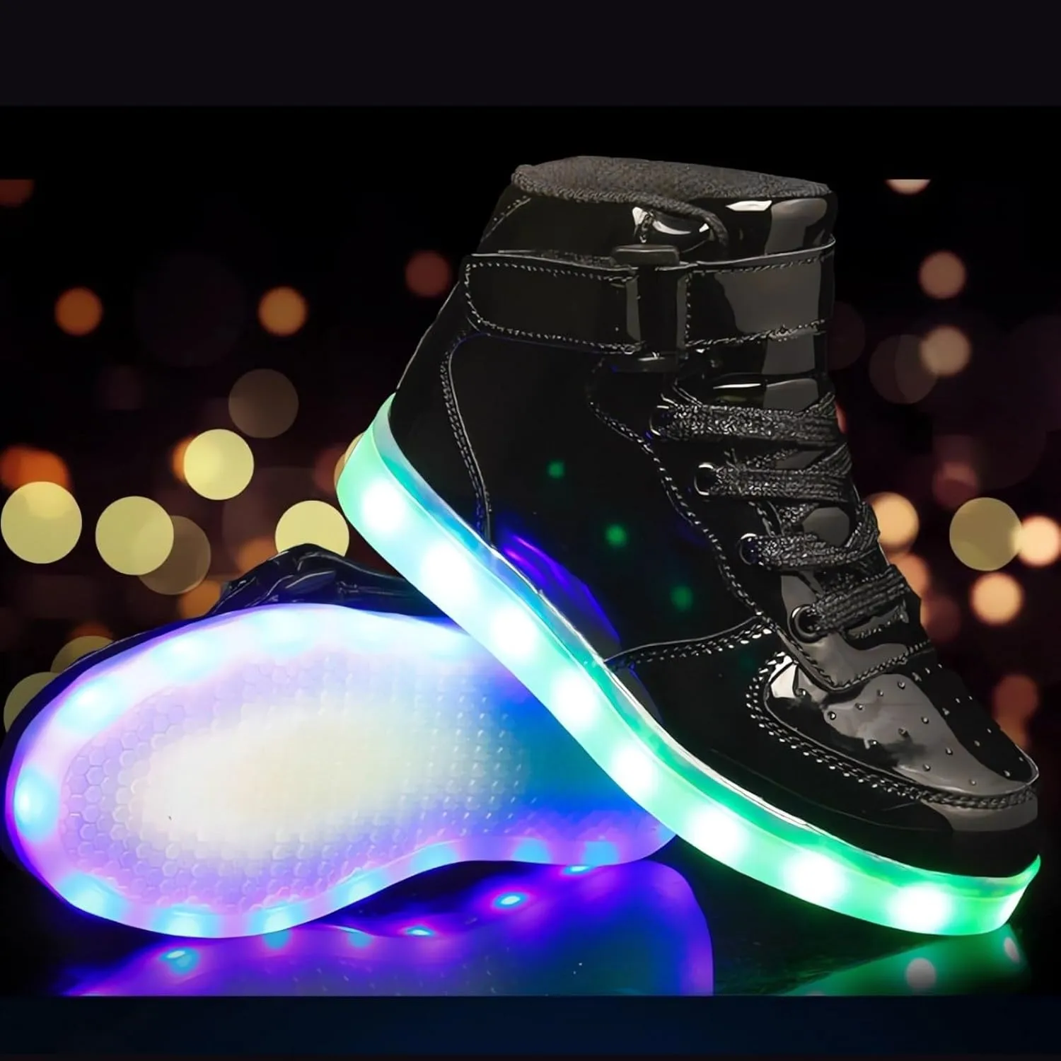 Kids Light Up Trainers Luminous Sneakers Boys Girls USB Charging Led High Top Flashing Shoes Xmas
