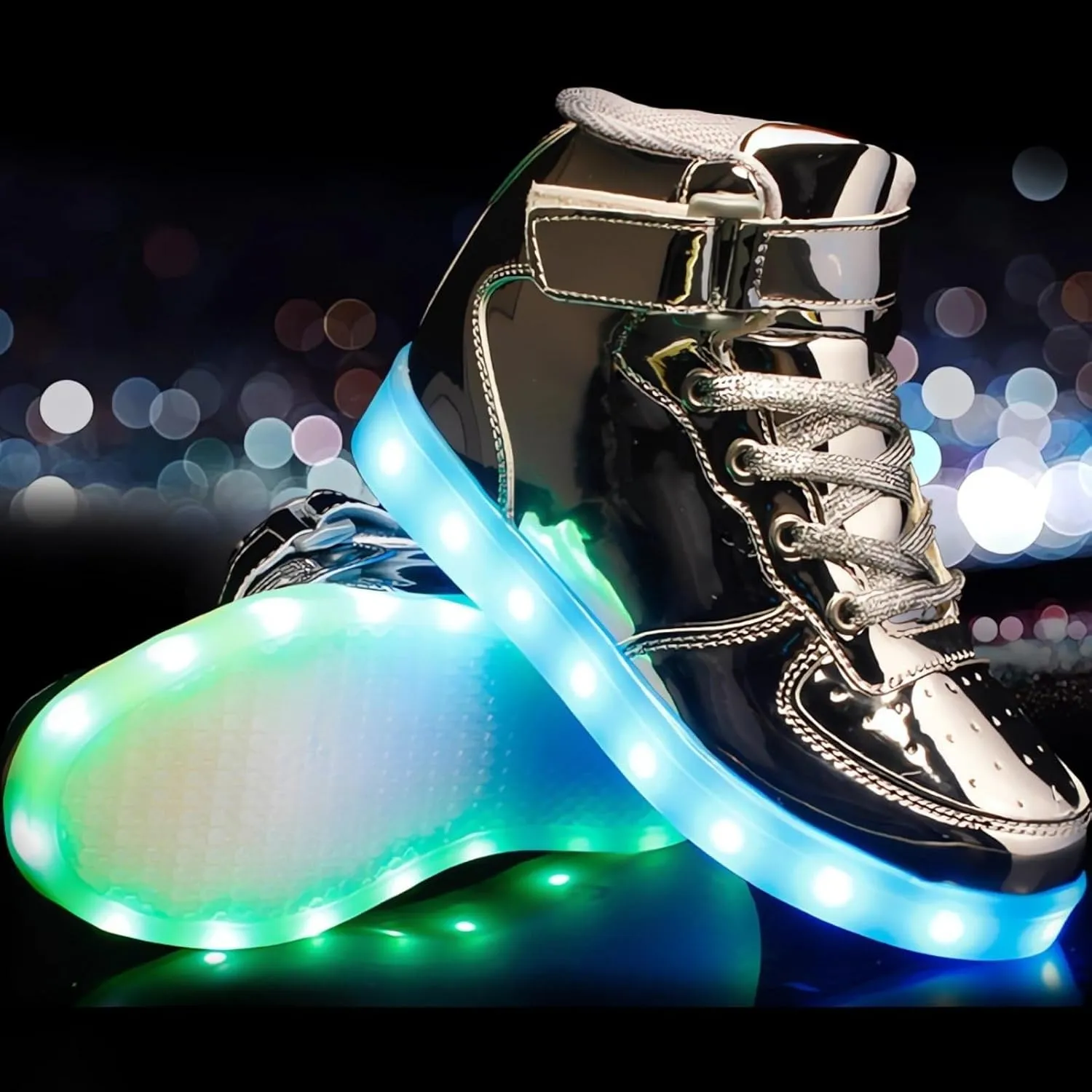 Kids Light Up Trainers Luminous Sneakers Boys Girls USB Charging Led High Top Flashing Shoes Xmas