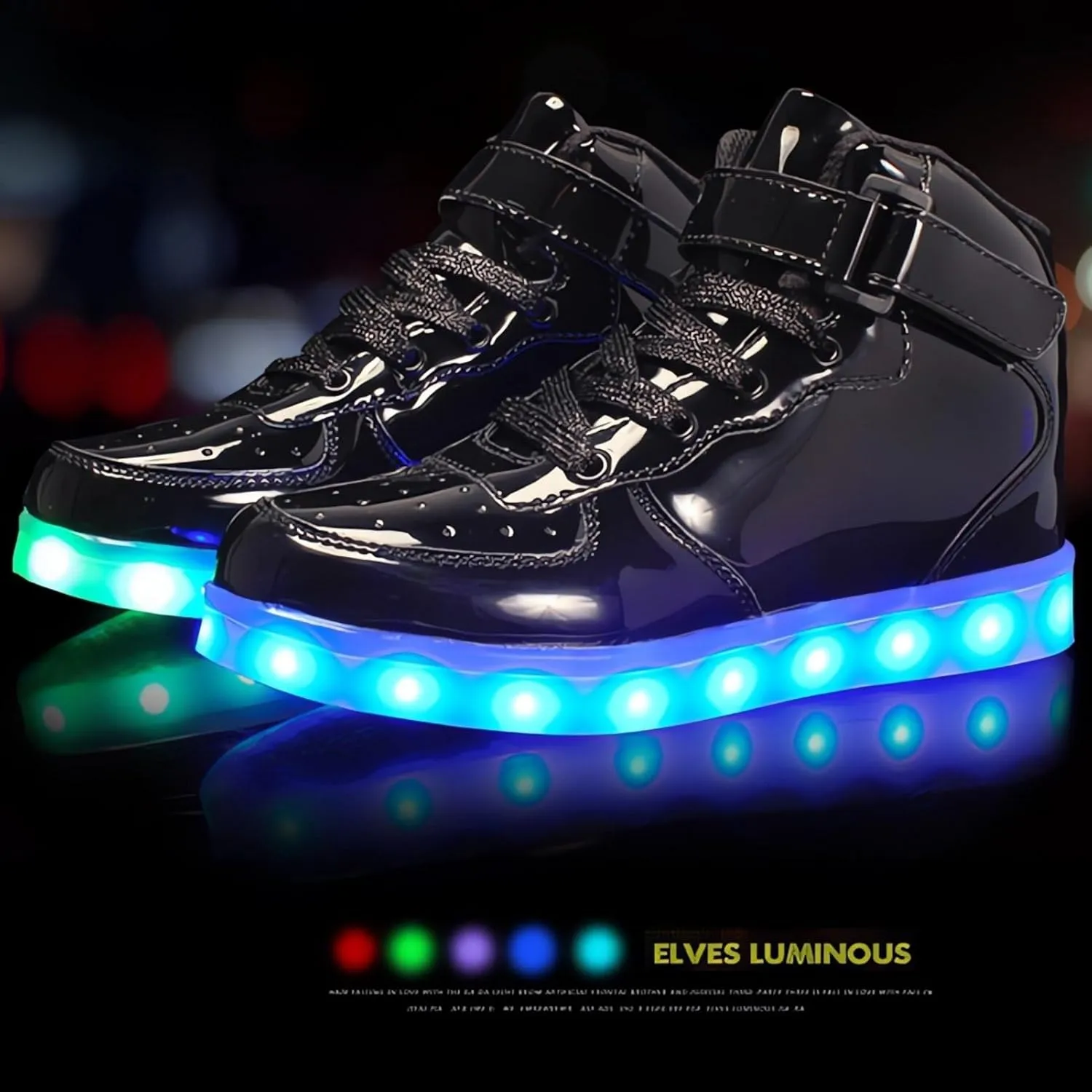 Kids Light Up Trainers Luminous Sneakers Boys Girls USB Charging Led High Top Flashing Shoes Xmas