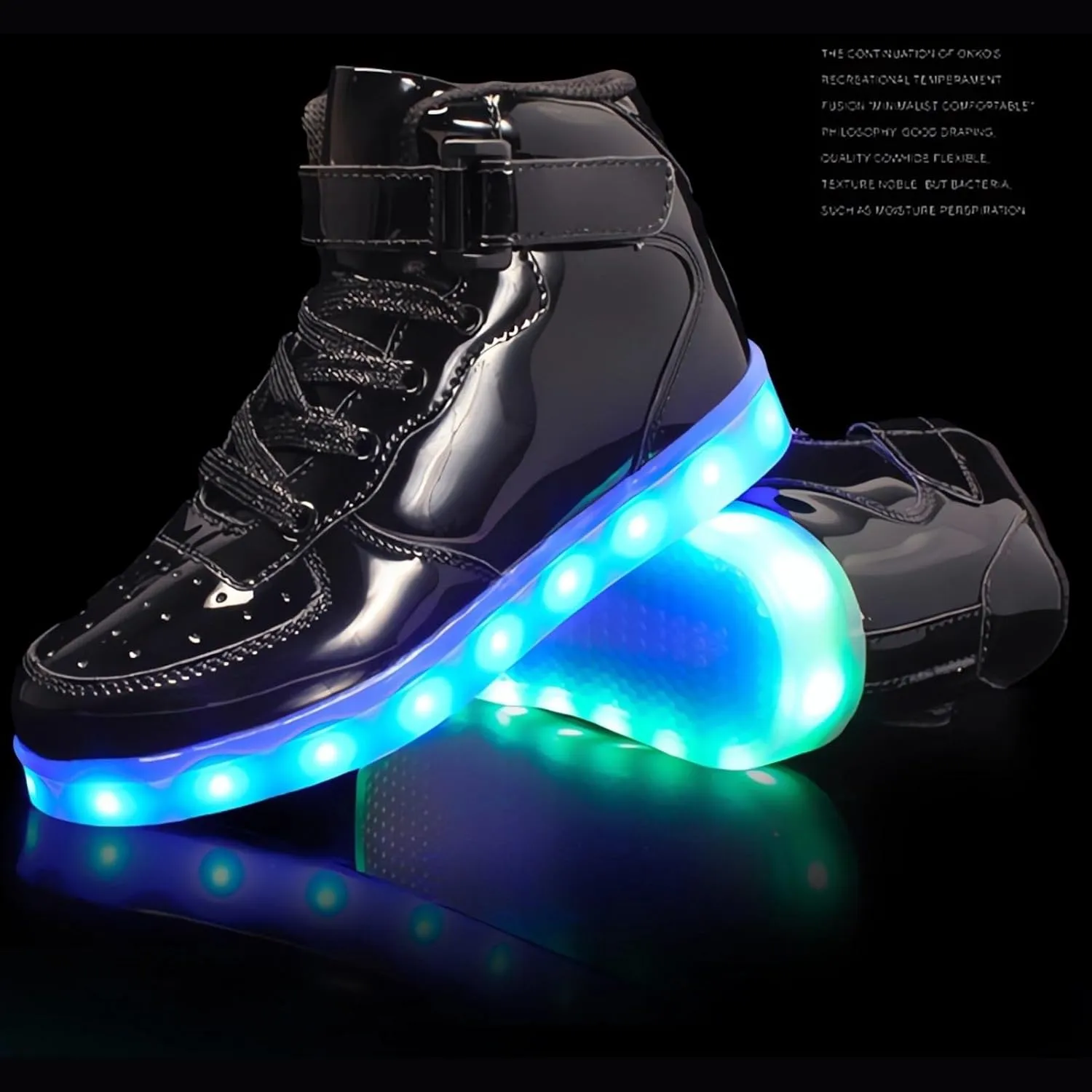 Kids Light Up Trainers Luminous Sneakers Boys Girls USB Charging Led High Top Flashing Shoes Xmas