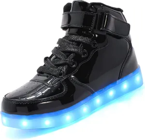 Kids Light Up Trainers Luminous Sneakers Boys Girls USB Charging Led High Top Flashing Shoes Xmas