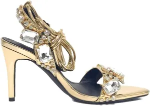 LISHAN Women's Rhinestones Studded Ankle Strappy Pointed Toe High Heels Lace Up Heeled Sandals