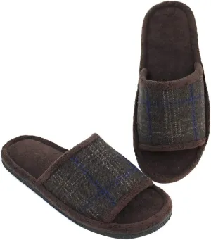 Magtoe House Slippers for Men Open Toe Soft Comfortable Indoor Slip on Mens Slides Sandals Memory Foam for Bedroom Spa Living Room, All Seasons