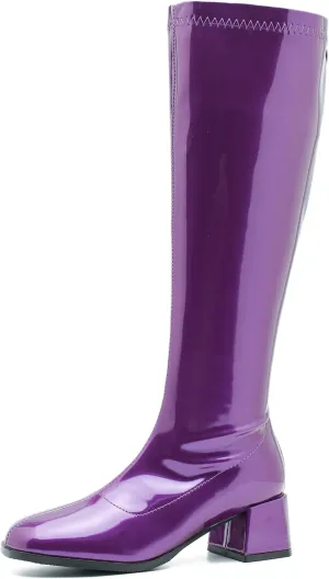 MAIERNISI JESSI Women's Gogo Boots Knee High Mid Block Heel Zipper Ladies Party Dance Boots
